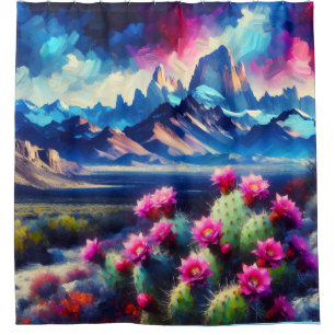 Colorful Dramatic Mountain Range Bold Shower Curtain