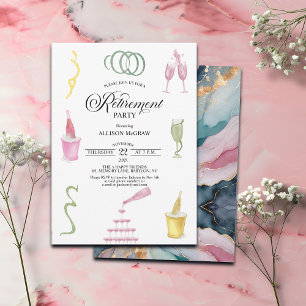 Colorful Drinks and Bottles Retirement Party Invitation