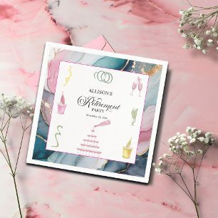 Colorful Drinks and Bottles Retirement Party Napkin