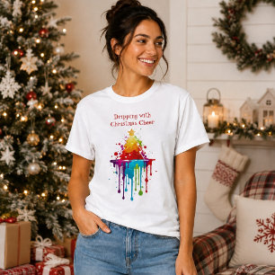 Colorful Dripping Christmas Tree Watercolor T-Shirt