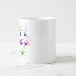 Colorful Dripping Handprints Forming Word Together Large Coffee Mug