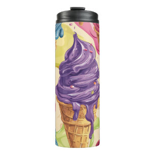 Colorful dripping ice cream illustration thermal tumbler