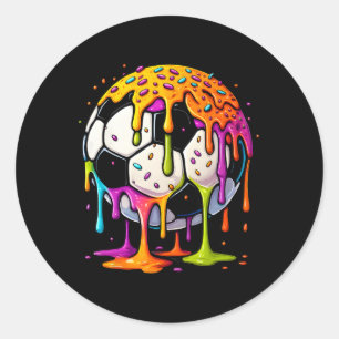 Colorful Dripping Soccer Art Sport Illustration Me Classic Round Sticker