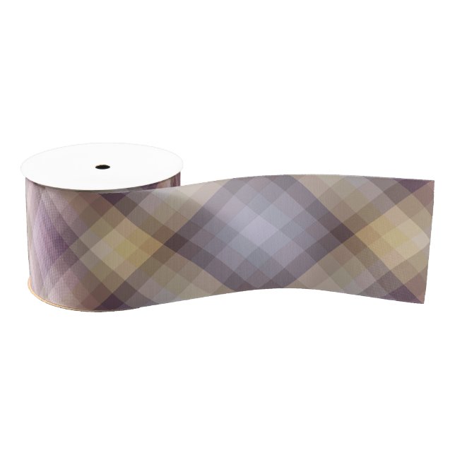 Colorful Dusty Grayish Brown And Purple Pattern Grosgrain Ribbon (Spool)