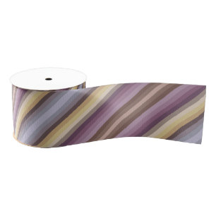 Colorful Dusty Grayish Brown And Purple Pattern Grosgrain Ribbon