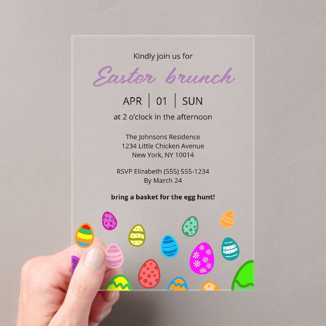 Colorful Easter Brunch Acrylic Invitations (Insitu (Handheld))