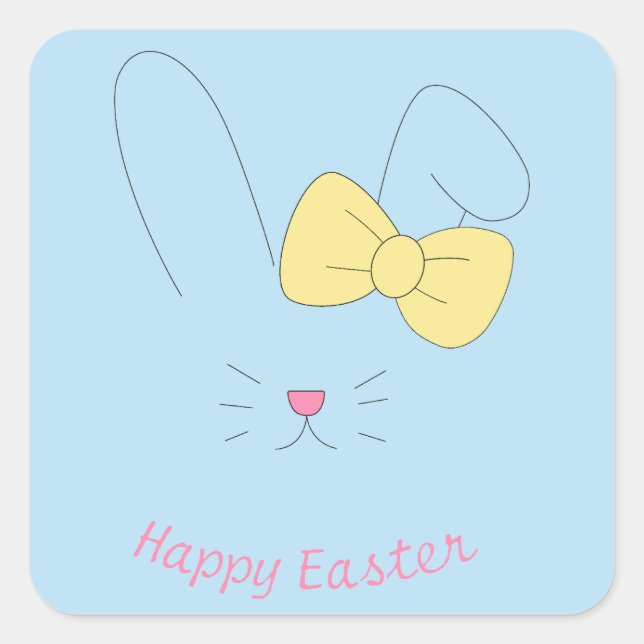 Colorful Easter Bunny Accent Soft Pastels Details Square Sticker (Front)