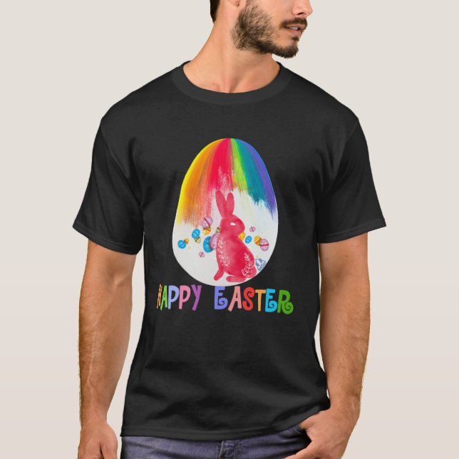 Colorful Easter Egg Happy Easter T-Shirt (Front)