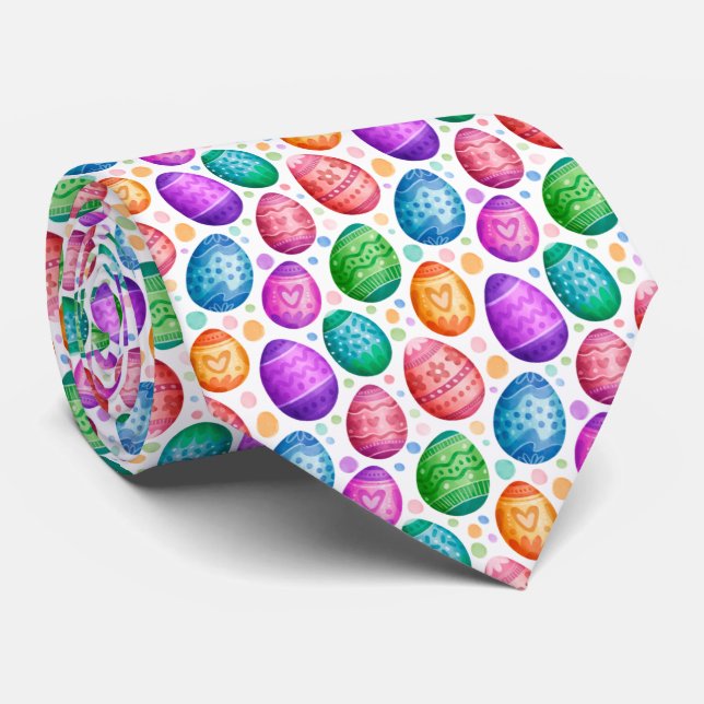 Colorful Easter Eggs Neck Tie (Rolled)