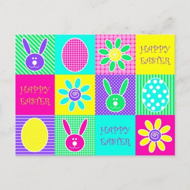 Colorful Easter Holiday Postcard (Front)