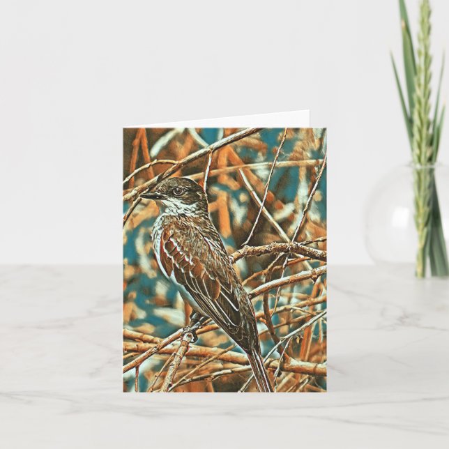 Colorful Eastern Kingbird - Blank Card (Front)
