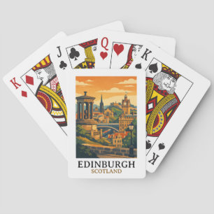 Colorful Edinburgh Scotland Castle Vintage Travel Playing Cards