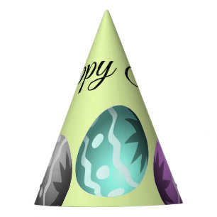 Colorful eggs on green party hat