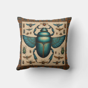 Colorful Egyptian Scarabs Cushion