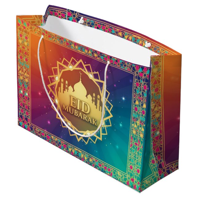 Colorful Eid Large Gift Bag (Back Angled)