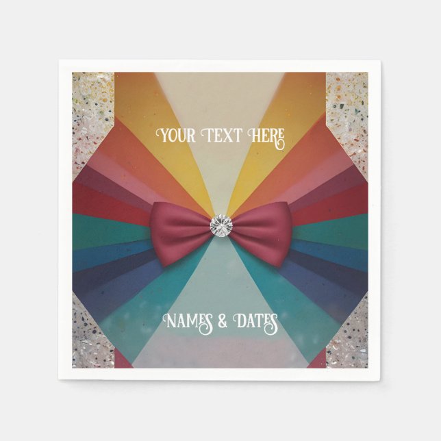 Colorful Elegant Rainbow Wedding Napkin (Front)