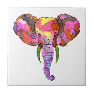 Colorful Elephant Ceramic Tile
