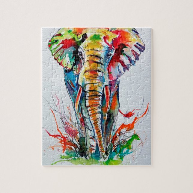 Colorful elephant jigsaw puzzle (Vertical)
