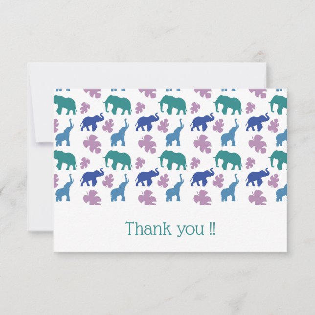 Colorful Elephant Thank You Card – Customizable (Front)