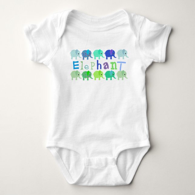 Colorful Elephants Baby Romper Baby Bodysuit (Front)