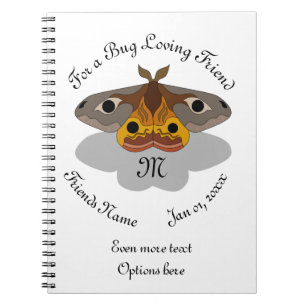 Colorful Emperor Moth Monogram Notebook
