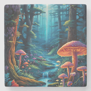 Colorful Enchanted Forest Fantasy Luminescence Stone Coaster