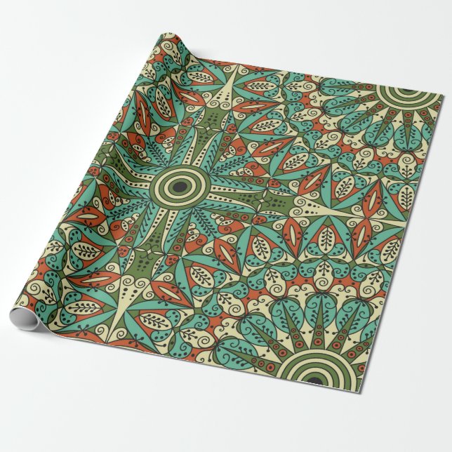 Colorful ethnic patterned background. Arabesque vi Wrapping Paper (Unrolled)