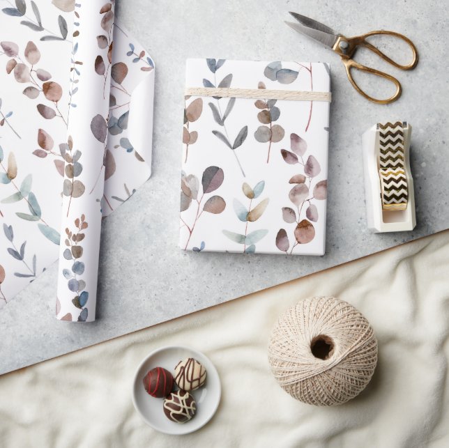 Colorful Eucalyptus Watercolor  Wrapping Paper (Crafts)