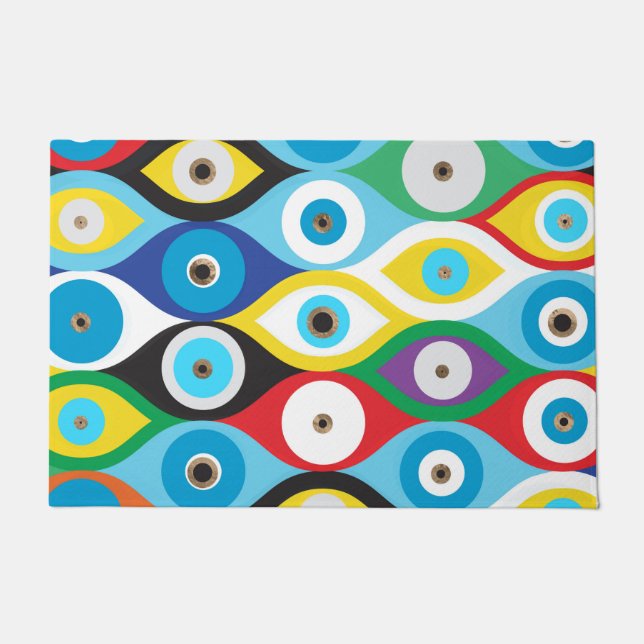 Colorful Evil Eye protection pattern Doormat (Front)