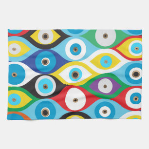 Colorful Evil Eye protection pattern Tea Towel