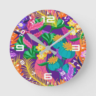 Colorful Exotic Floral Pattern-23148 Round Clock
