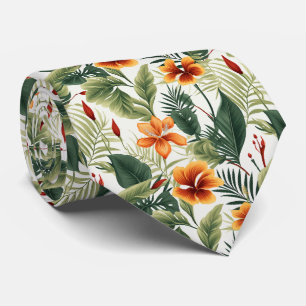 Colorful Exotic Flowers Design Neck Tie