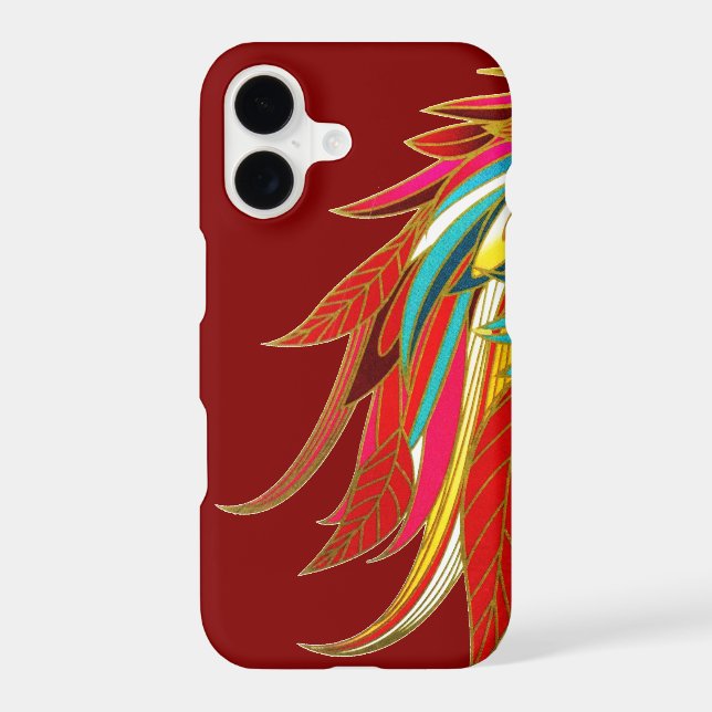 Colorful Exotic Tribal Feathers Red (Back)