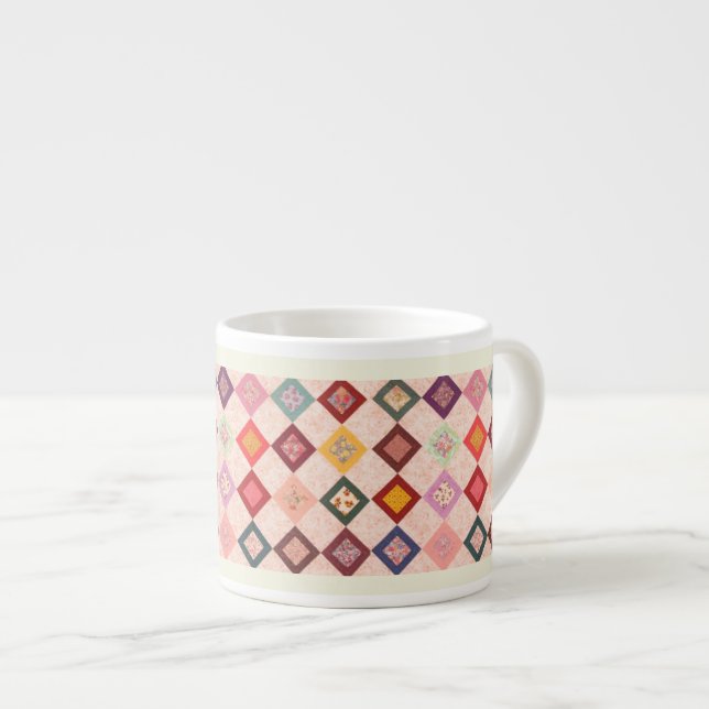 Colorful Fabrics Pattern Espresso Cup (Front Right)