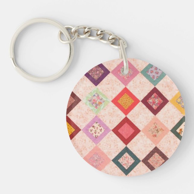 Colorful Fabrics Pattern Key Ring (Front)