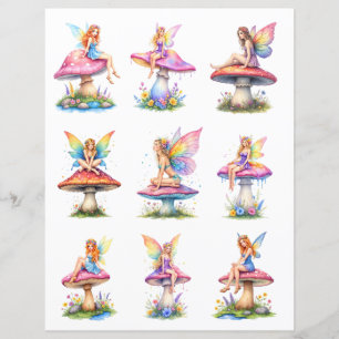 Colorful Fairy Scrapbook Paper Cutouts