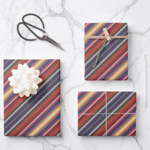 Colorful Fall And Winter Colored Stripes Pattern Wrapping Paper Sheet