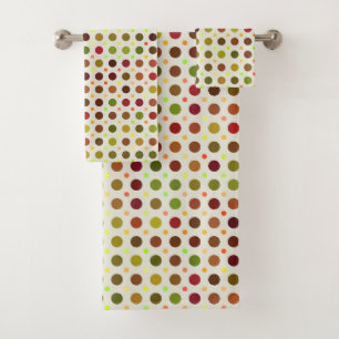 colorful fall polka dots bath towel set