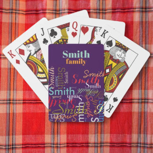 Colorful Family Name Purple Playing Cards