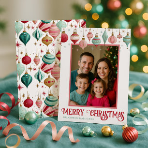 Colorful Family Photo Merry Christmas Holiday Card