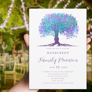 Colorful Family Tree Family Reunion  Invitation