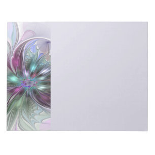 Colorful Fantasy Abstract Modern Fractal Flower Notepad