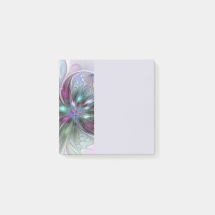 Colorful Fantasy Abstract Modern Fractal Flower Post-it Notes