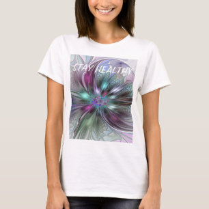 Colorful Fantasy Abstract Modern Fractal Flower T-Shirt