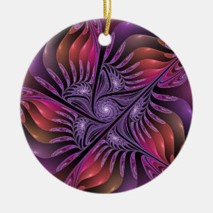 Colorful Fantasy Abstract Purple Fractal Art Ceramic Ornament