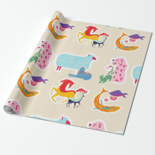 Colorful Fantasy Animals Wrapping Paper