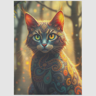 Colorful Fantasy Cat  Tissue Paper