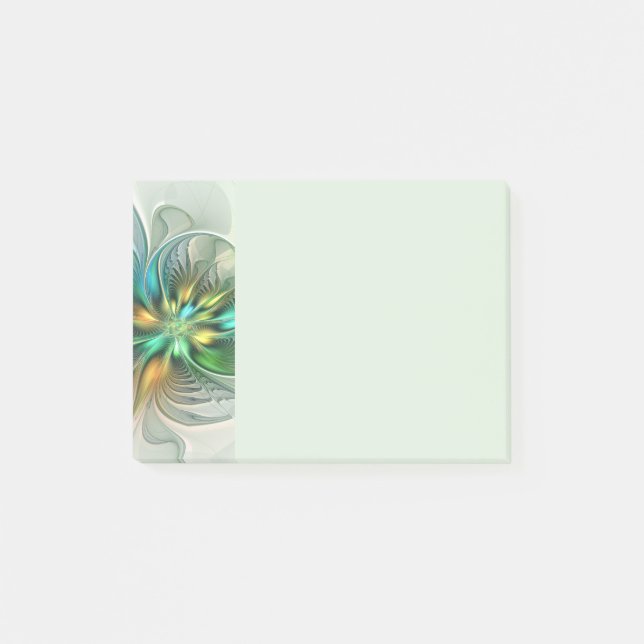 Colorful Fantasy Modern Abstract Flower Fractal Post-it Notes (Front)