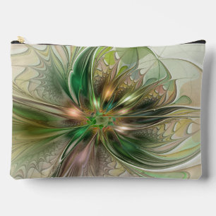 Colorful Fantasy Modern Abstract Fractal Flower Accessory Pouch