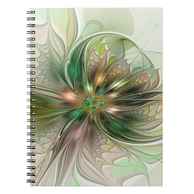 Colorful Fantasy Modern Abstract Fractal Flower Notebook (Front)